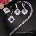 Shangjie Oem Joyas Ring Ganhos Colar Flower Purple Zircon Bridal Smart Women Fashion Jóias Jóias de Casamento Conjuntos de Jóias